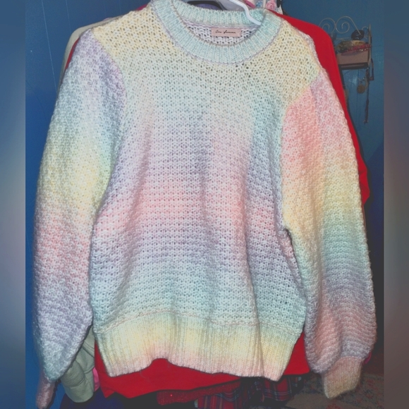 Ces Femme Sweaters - Ces Femme NWOT Pastel Rainbow Knit Sweater